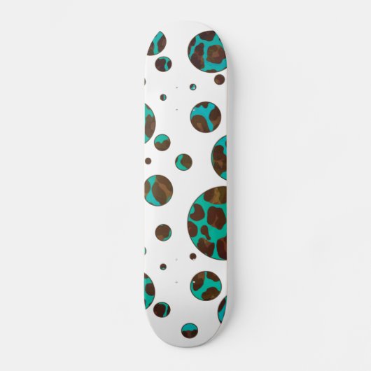 Leopard Brown en Blauwgroen PrintPolka-Stippen Persoonlijk Skateboard (Voorkant)
