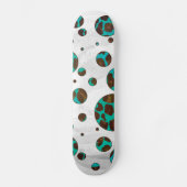 Leopard Brown en Blauwgroen PrintPolka-Stippen Skateboard (Voorkant)