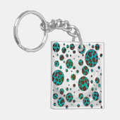 Leopard Brown en Blauwgroen PrintPolka-Stippen Sleutelhanger (Voorkant Links)