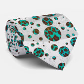Leopard Brown en Blauwgroen PrintPolka-Stippen Stropdas (Opgerold)