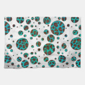 Leopard Brown en Blauwgroen PrintPolka-Stippen Theedoek (Horizontaal)