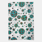 Leopard Brown en Blauwgroen PrintPolka-Stippen Theedoek (Verticaal)