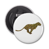 Leopard Brown en Yellow Silhouette Button Flesopener (Voorkant)