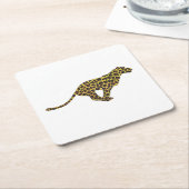 Leopard Brown en Yellow Silhouette Kartonnen Onderzetters (Schuin)