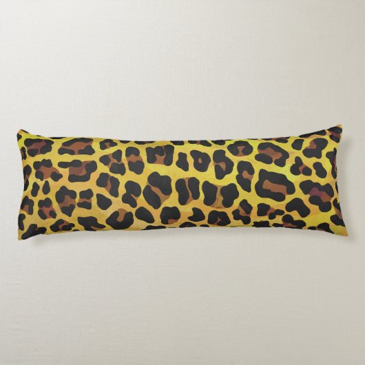Leopard Brown en Yellow Silhouette Lichaamskussen (Achterkant)