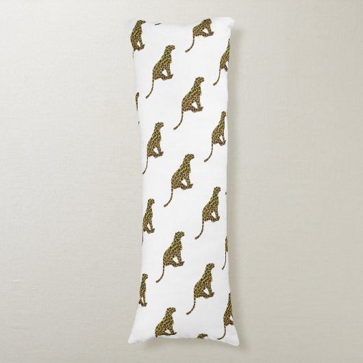 Leopard Brown en Yellow Silhouette Lichaamskussen (Voorkant Verticaal)