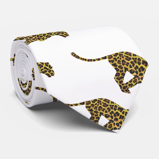 Leopard Brown en Yellow Silhouette Stropdas (Opgerold)