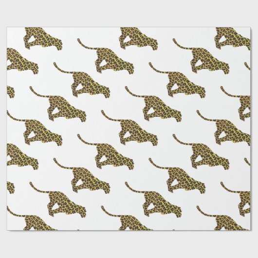 Leopard Brown en Yellow Siloette Cadeaupapier (Vlak)