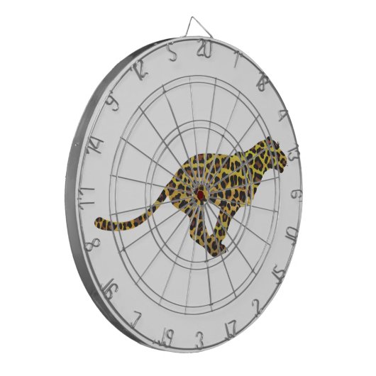 Leopard Brown en Yellow Siloette Dartbord (Voorkant Links)