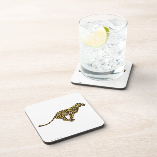 Leopard Brown en Yellow Siloette Drankjes Onderzetter (Rechterzijde)