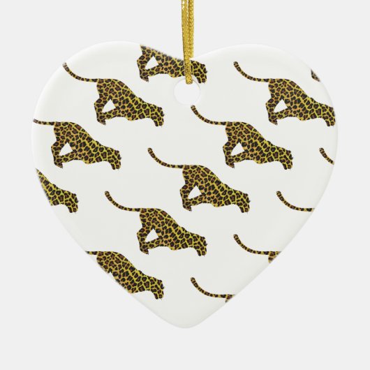 Leopard Brown en Yellow Siloette Keramisch Ornament (Voorkant)