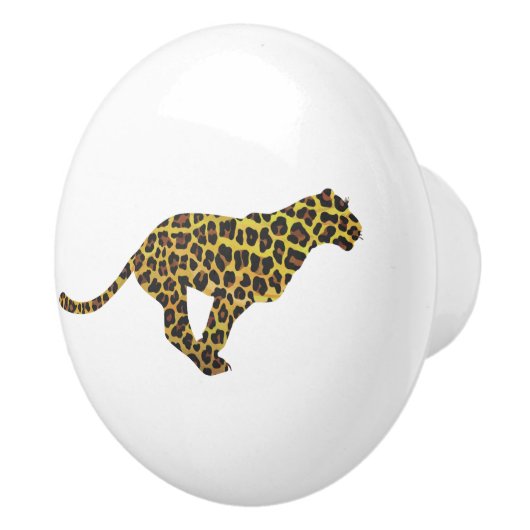 Leopard Brown en Yellow Siloette Keramische Knop (Rechts)