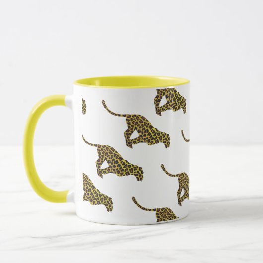 Leopard Brown en Yellow Siloette Mok (Links)