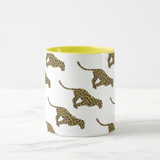 Leopard Brown en Yellow Siloette Mok (Midden)