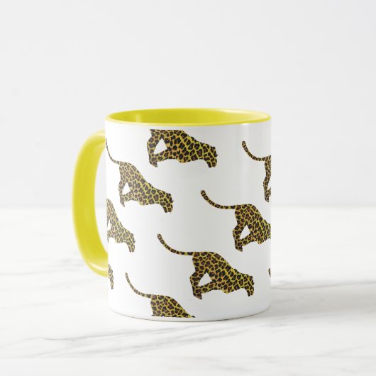 Leopard Brown en Yellow Siloette Mok (Voorkant links)