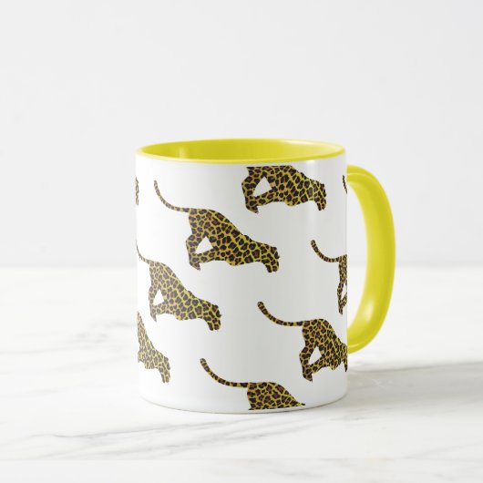 Leopard Brown en Yellow Siloette Mok (Voorkant rechts)