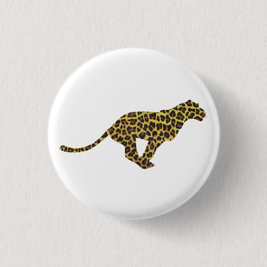 Leopard Brown en Yellow Siloette Ronde Button 3,2 Cm (Voorkant)