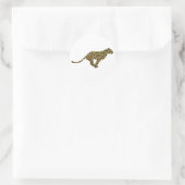 Leopard Brown en Yellow Siloette Ronde Sticker (Tas)