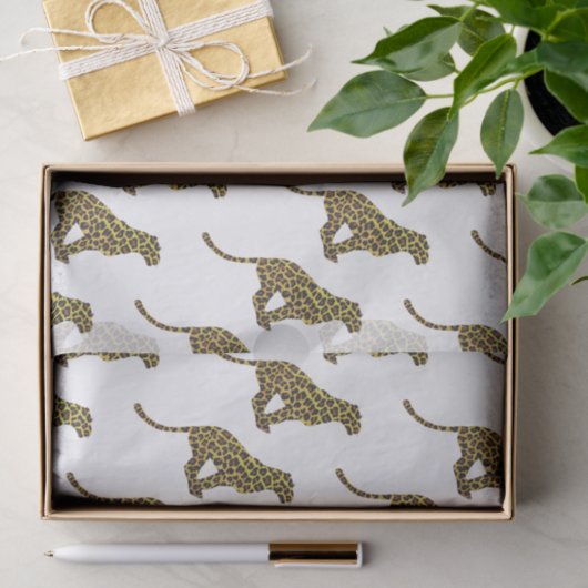 Leopard Brown en Yellow Siloette Tissuepapier (Geschenk)