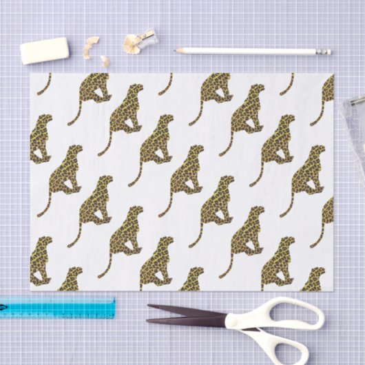 Leopard Brown en Yellow Siloette Tissuepapier (Craft)