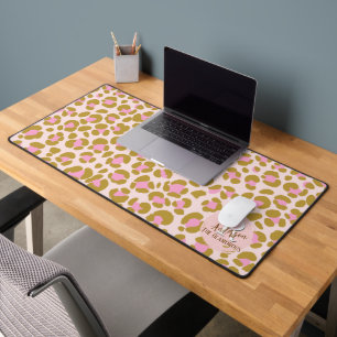 Leopard Brown Roze Beige gepersonaliseerd Bureaumat