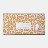 Leopard Brown Roze Beige gepersonaliseerd Bureaumat (Keyboard & Muis)