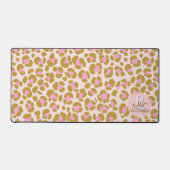 Leopard Brown Roze Beige gepersonaliseerd Bureaumat (Voorkant)