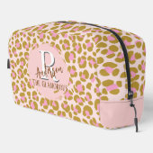 Leopard Brown Roze Beige gepersonaliseerd Toilettasje (Rechterhoek)