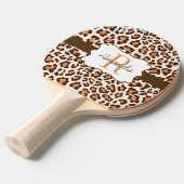 Leopard Brown Tan Cream Ping Pong Paddle Tafeltennisbatje (Voorkant Gekanteld)
