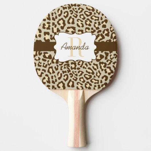 Leopard Brown Tan Peach Ping Pong Paddle Tafeltennisbatje (Voorkant)