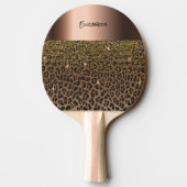 Leopard-bruine zwarte elegant tafeltennisbatje (Achterkant)