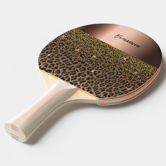 Leopard-bruine zwarte elegant tafeltennisbatje (Voorkant Gekanteld)