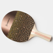 Leopard-bruine zwarte elegant tafeltennisbatje (Zijkant)