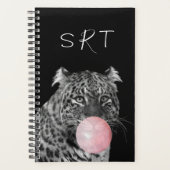 Leopard Bubble Gum Cat Animal Monogram Planner (Voorkant)
