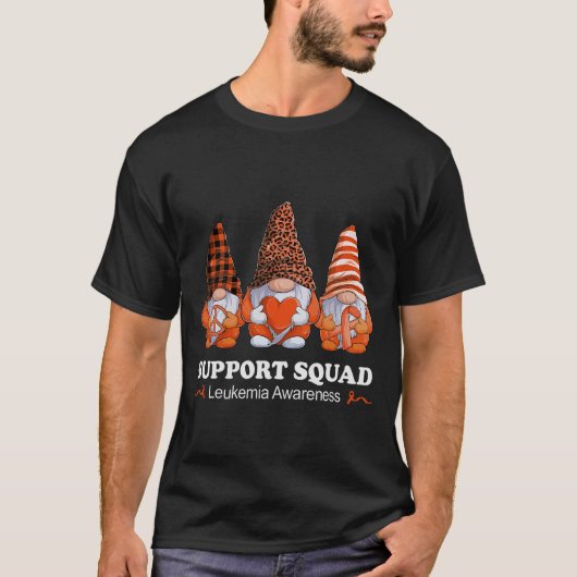 Leopard Buffalo Plaid Gnome Support Squad Leukemie T-shirt (Voorkant)