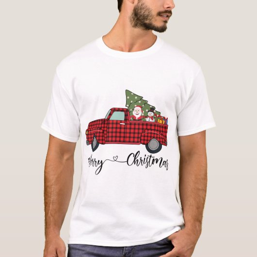 Leopard Buffalo Plaid Kerstboom  Wagon T-shirt (Voorkant)