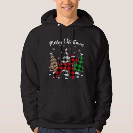Leopard Buffalo Plaid Wire Fox Terriër Hond Kerstm Hoodie (Voorkant)