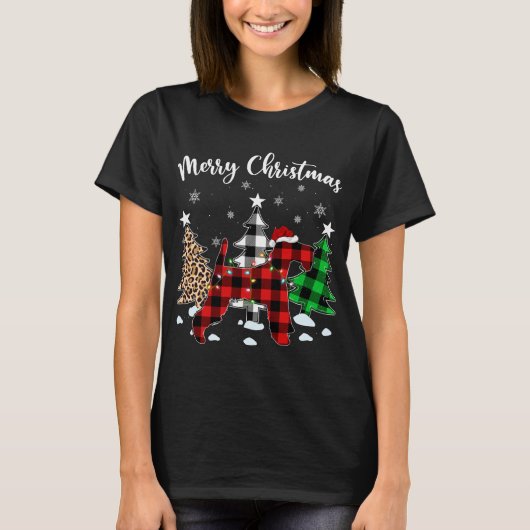 Leopard Buffalo Plaid Wire Fox Terriër Hond Kerstm T-shirt (Voorkant)