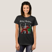 Leopard Buffalo Plaid Wire Fox Terriër Hond Kerstm T-shirt (Voorkant volledig)