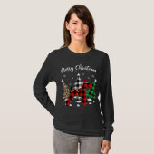 Leopard Buffalo Plaid Wire Fox Terriër Hond Kerstm T-shirt (Voorkant volledig)