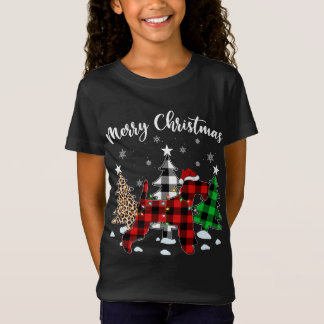 Leopard Buffalo Plaid Wire Fox Terriër Hond Kerstm T-shirt