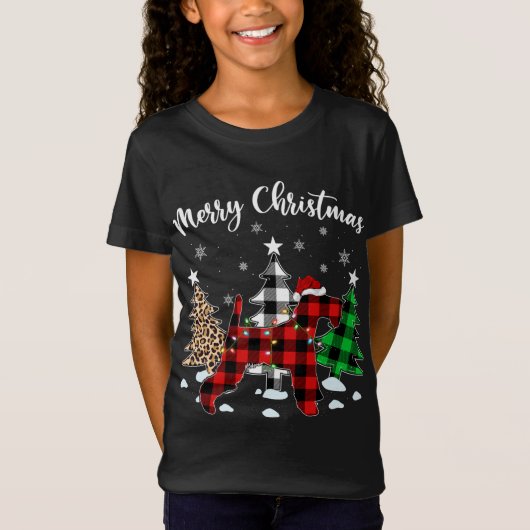 Leopard Buffalo Plaid Wire Fox Terriër Hond Kerstm T-shirt (Voorkant)