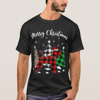 Leopard Buffalo Plaid Wire Fox Terriër Hond Kerstm T-shirt