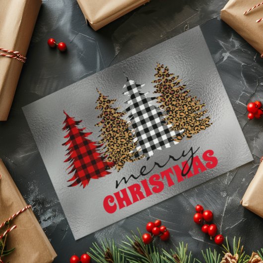 Leopard Buffalo Pset met kerstboom Silver Kaart