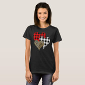 Leopard Buffalo Red Black Plaid Heart Funny Valent T-shirt (Voorkant volledig)