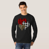 Leopard Buffalo Red Black Plaid Heart Funny Valent T-shirt (Voorkant volledig)