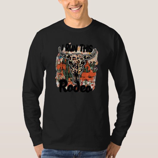 Leopard Bull Skull I run the Rodeo Desert Cactus T-shirt (Voorkant)