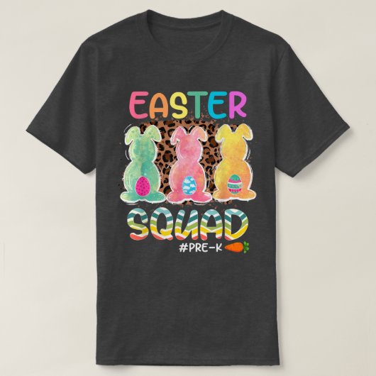 Leopard Bunnies Pre-K Teacher Squad Easter Day Egg T-shirt (Design voorkant)