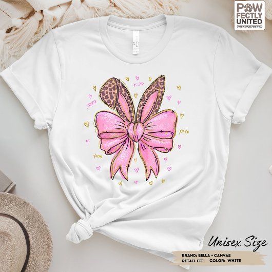 Leopard Bunny Coquette Preppy Bow met oren Tri-Blend Shirt