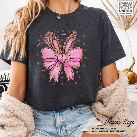 Leopard Bunny Coquette Preppy Bow met oren Tri-Blend Shirt